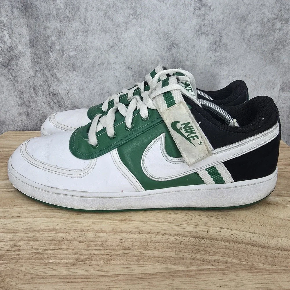 Vtg Nike Vandal Low Sneakers Mens 12 White‎ Green Leather Lace Up  312456-311